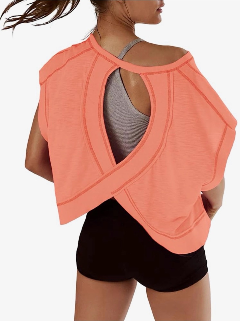 Coral Short Sleeve Workout Activewear Top Shirt